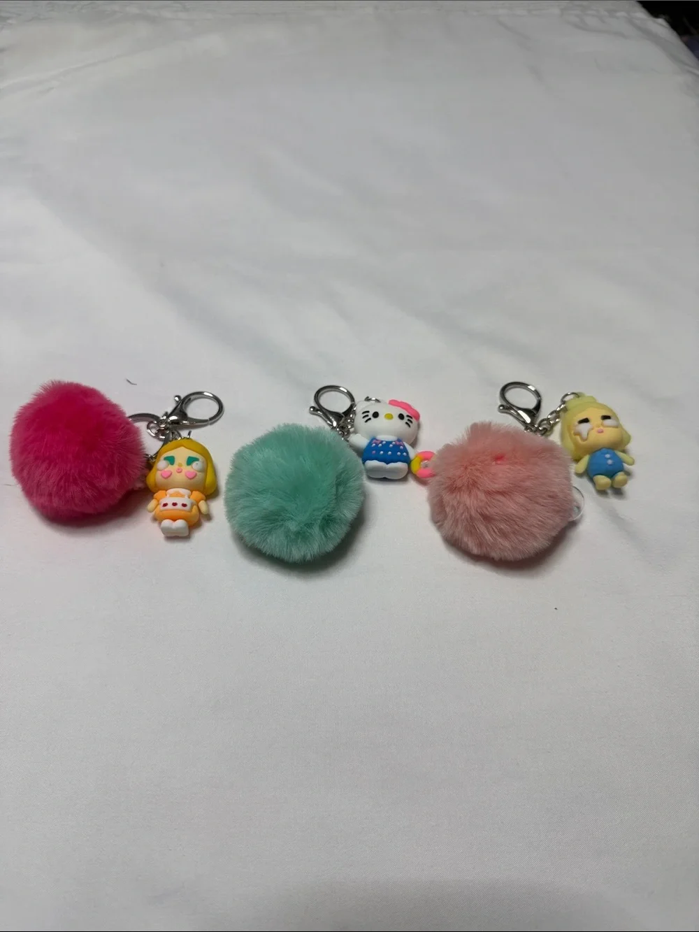 Hello Kitty Pink Pom Keychain with Character Charm